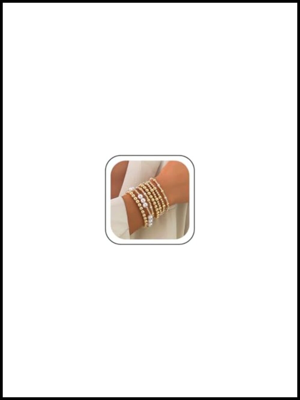 Dainty Gold Pearl Beads Bracelets Stack Set for Women, Trendy Stretchable